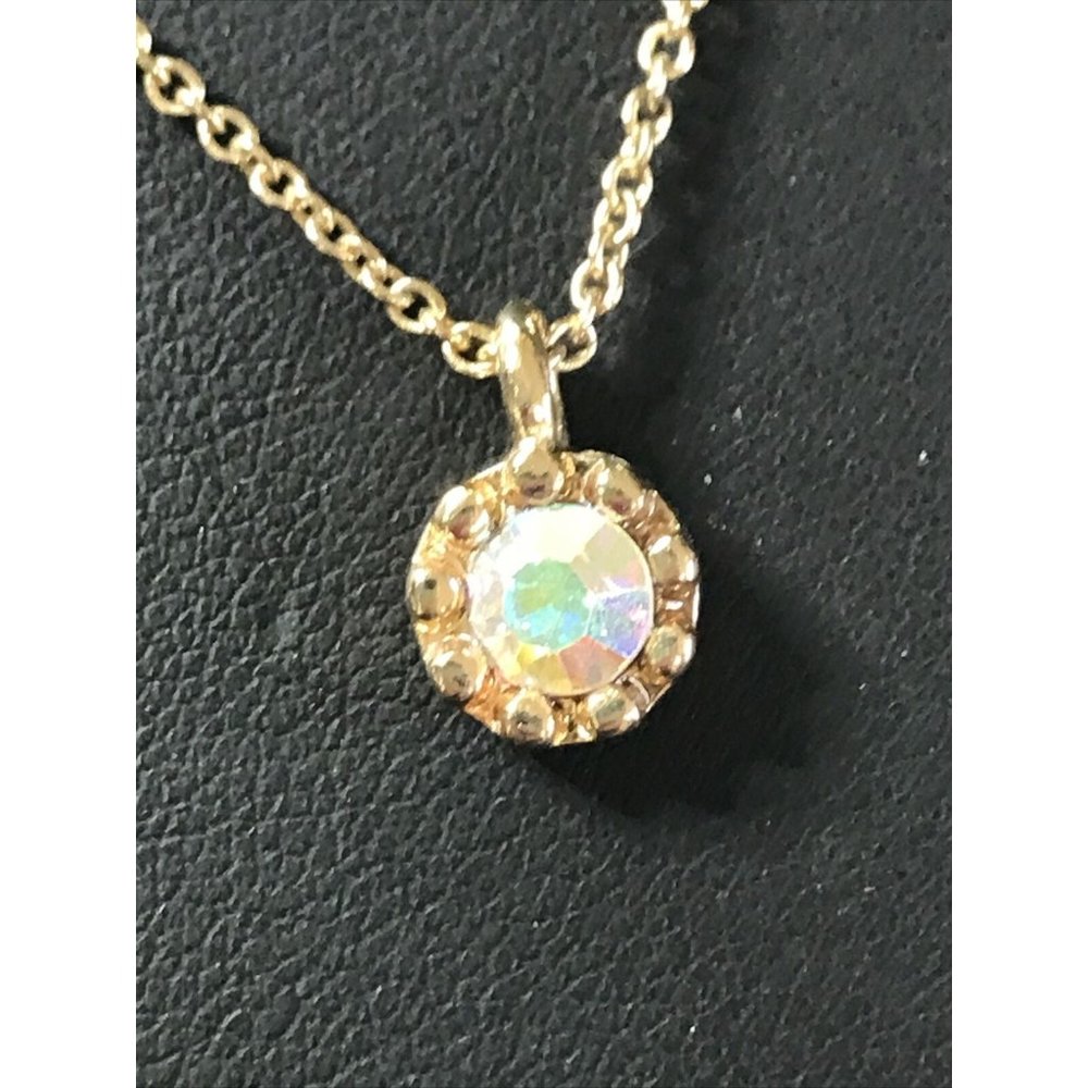 Ab Crystal Pendant Necklace 18" Chain